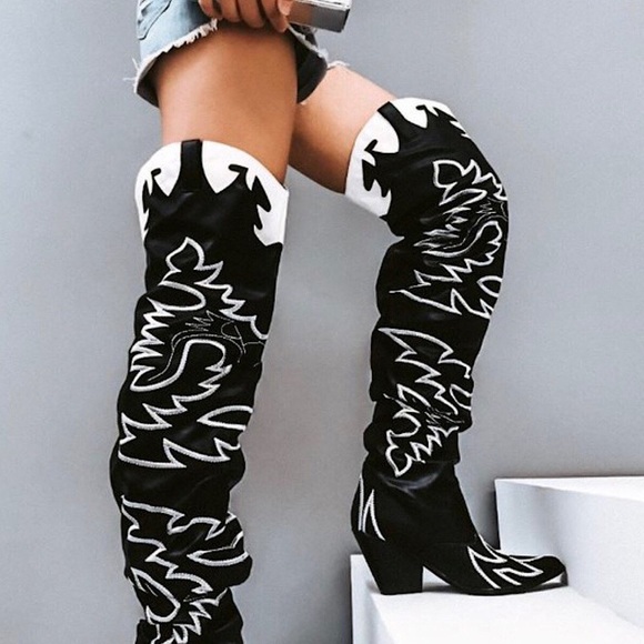 LAST Thigh High Over the Knee Western Heeled Boot - Picture 6 of 7